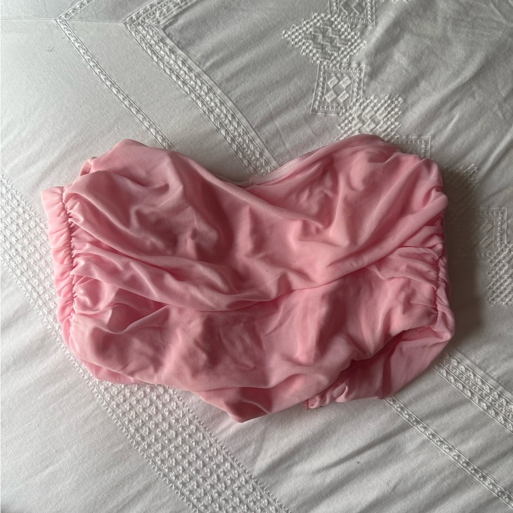 Pink Strapless Ruched corset  Top